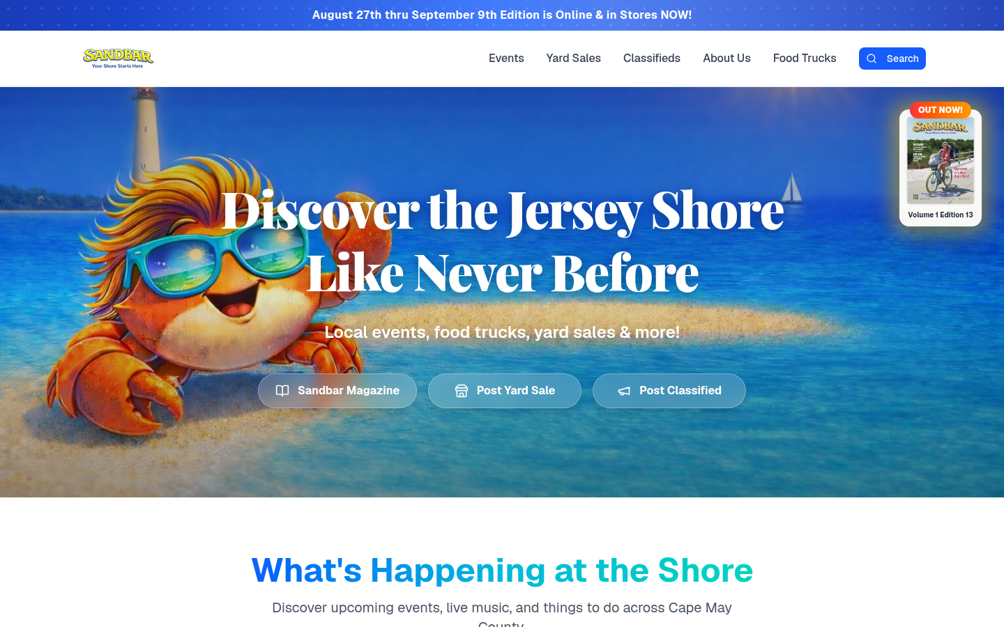 Homepage design for Sandbar